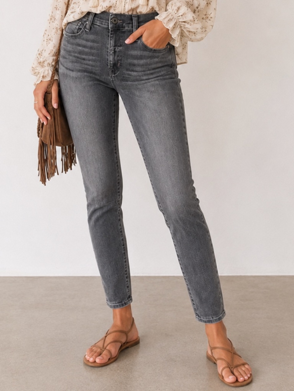 LUCKY BRAND Brooke Skinny Orta Premium Grey Stretch Ankle Jeans Size 2 EUC